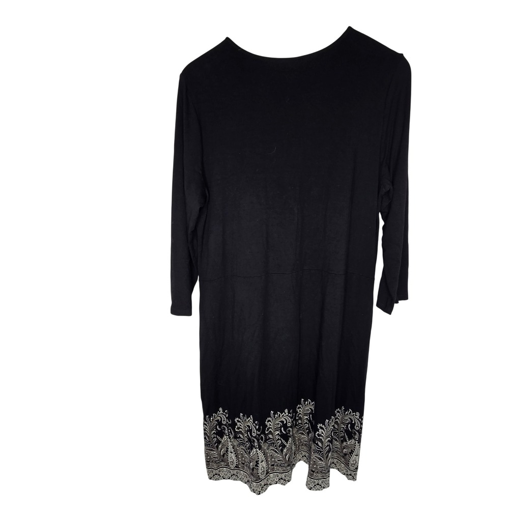 J.‎ Jill Wearever Paisley Knit Dress Women L Tall Black Rayon Lycra Boho Classic - Picture 7 of 7